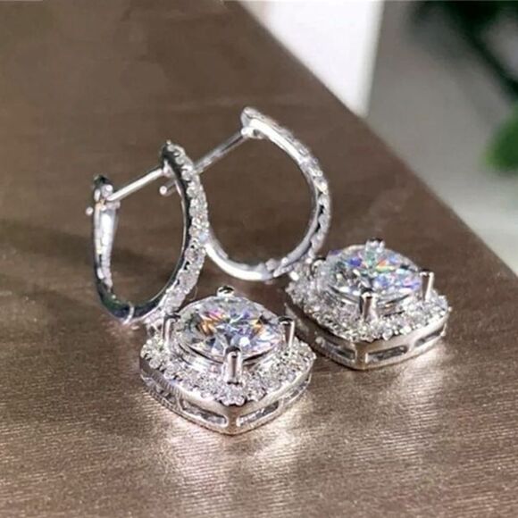 The Bling 925 Silver Drop White Sapphire Earrings - Picture 3 of 6